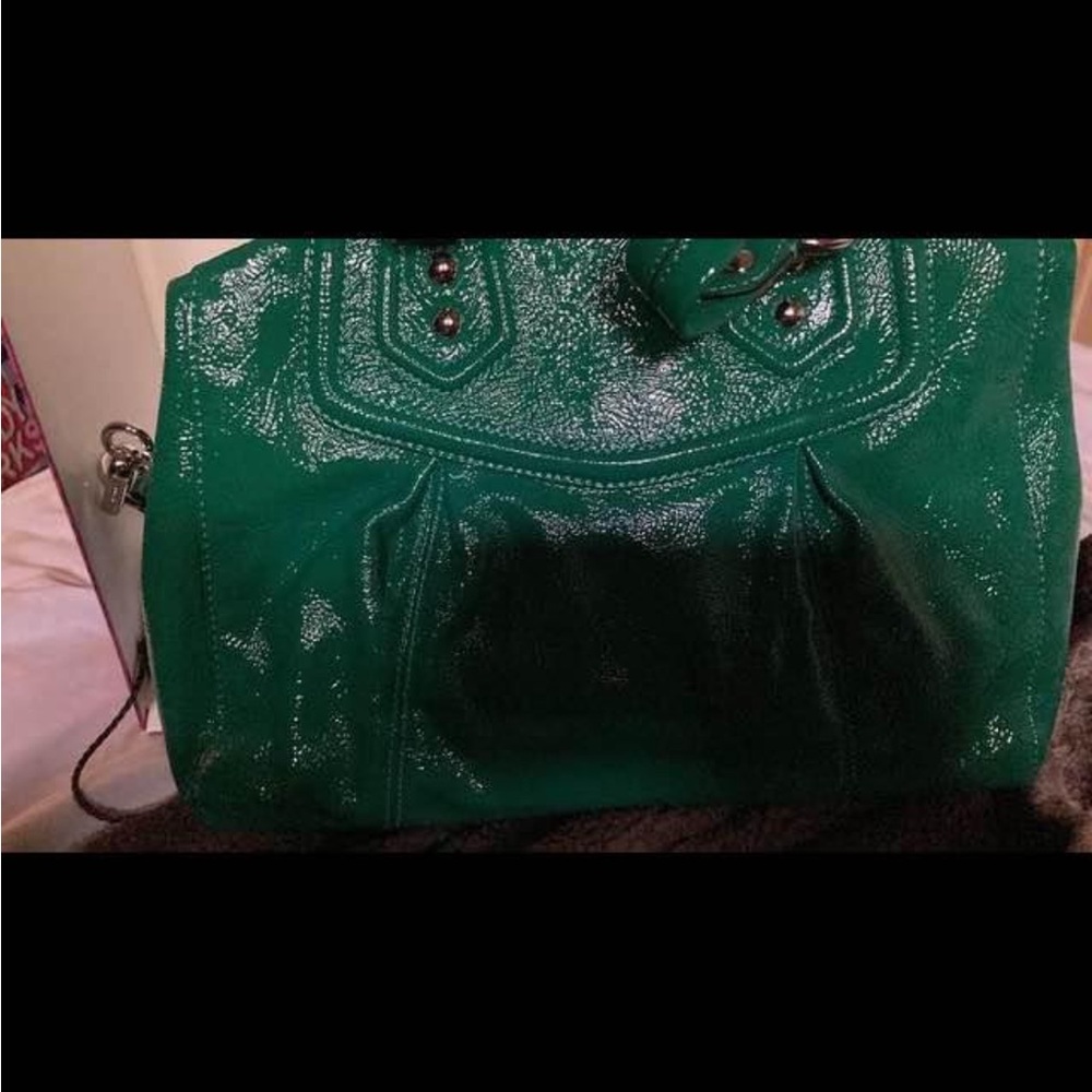 Coach Emerald Green Patent Leather Shoulder Bag - Picture 7 of 12